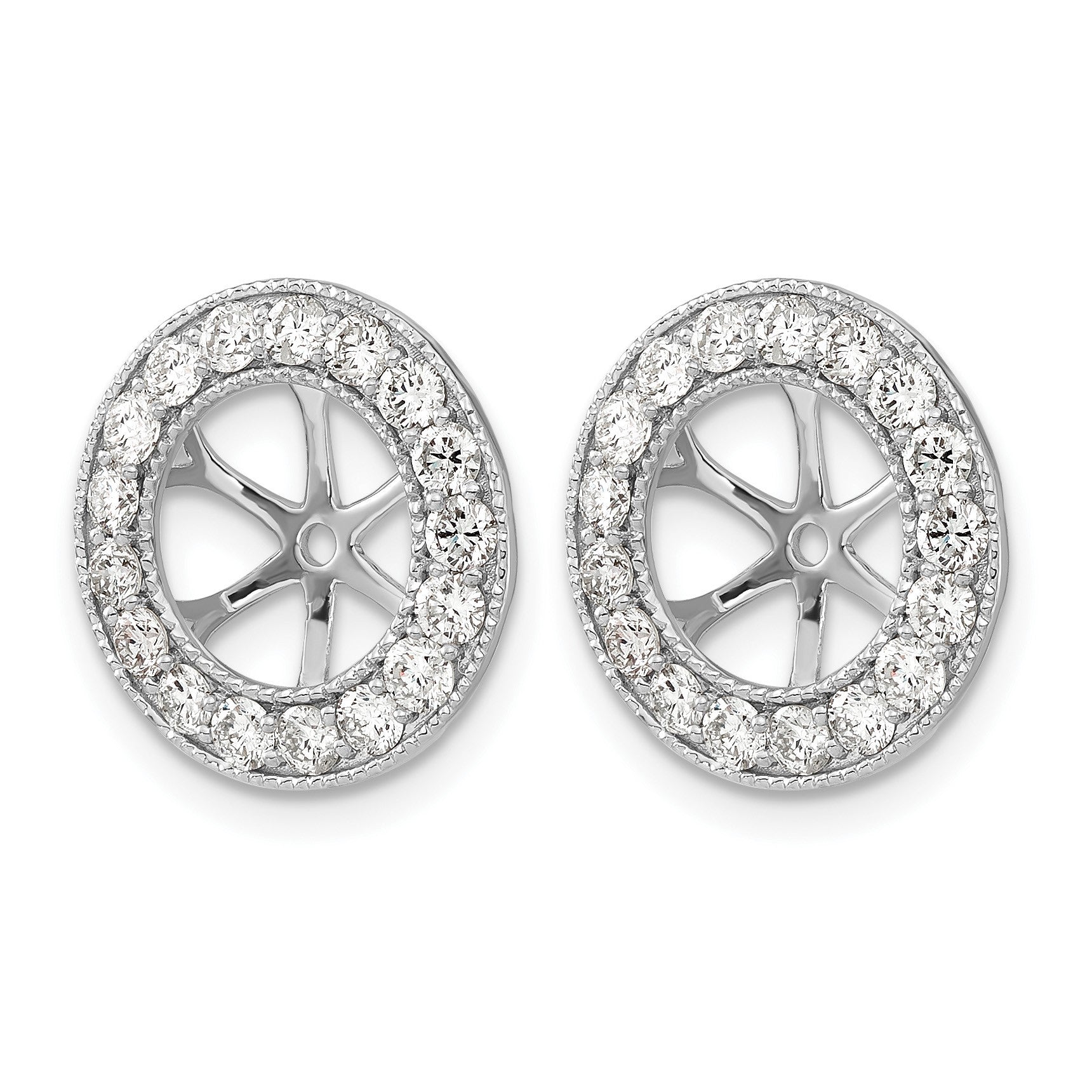 14k White Gold 1.19 carat Diamond Circle Earring Jackets
