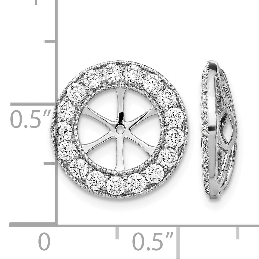 14k White Gold 1.19 carat Diamond Circle Earring Jackets