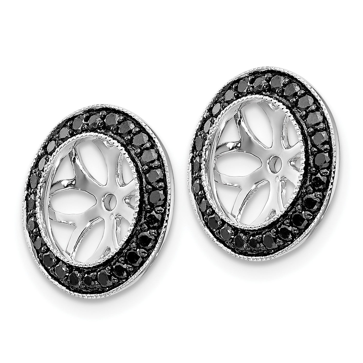 14k White Gold 3/8 carat Black Diamond Circle Earring Jackets