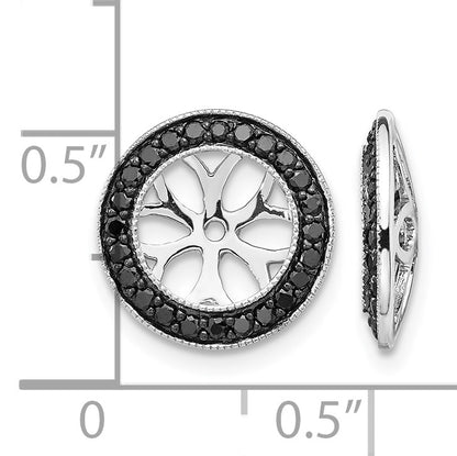 14k White Gold 3/8 carat Black Diamond Circle Earring Jackets