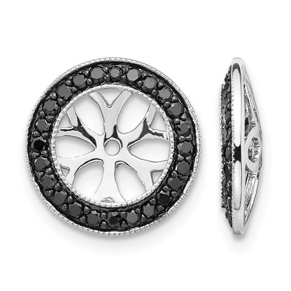 14k White Gold 3/8 carat Black Diamond Circle Earring Jackets
