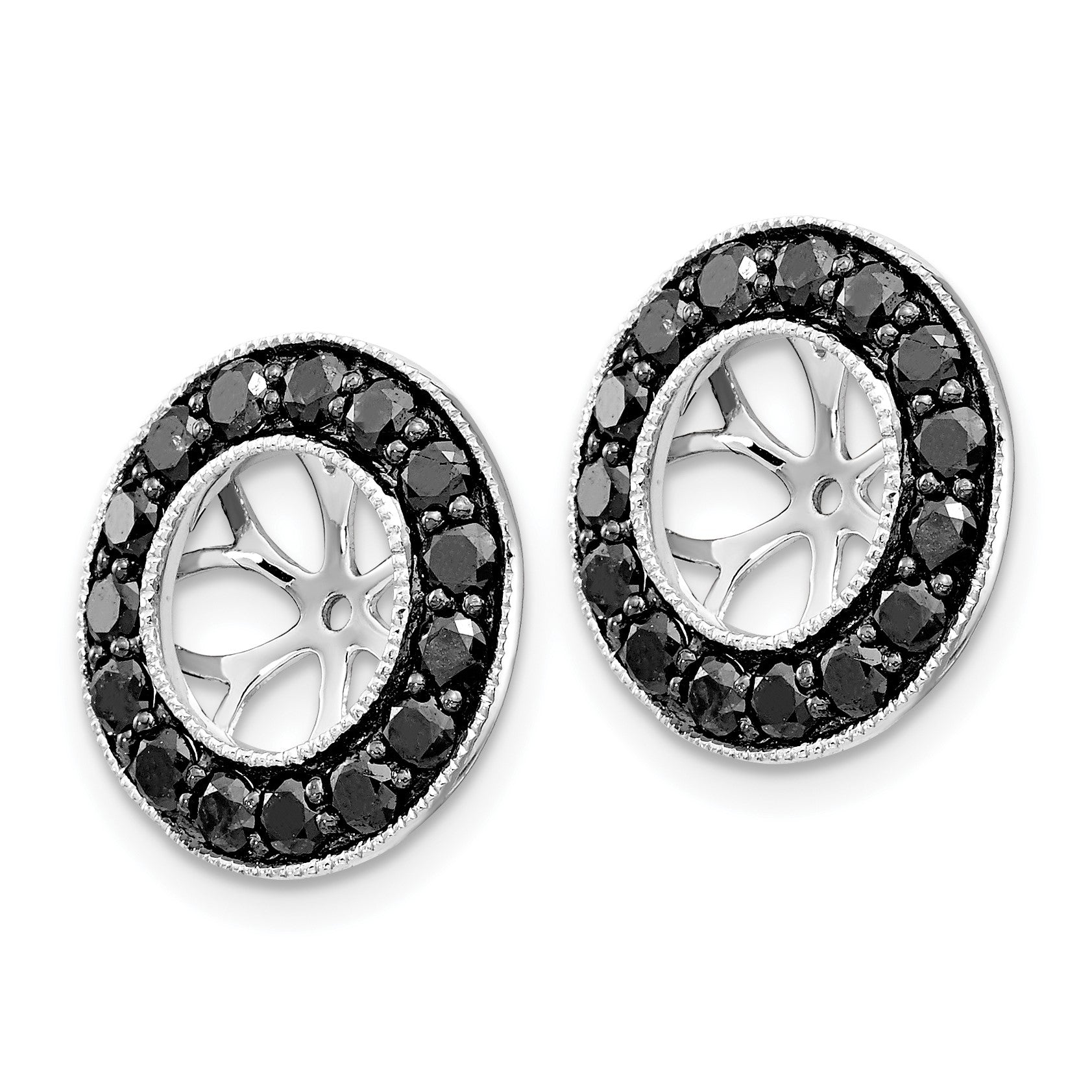 14k White Gold 1 carat Black Diamond Earring Jackets