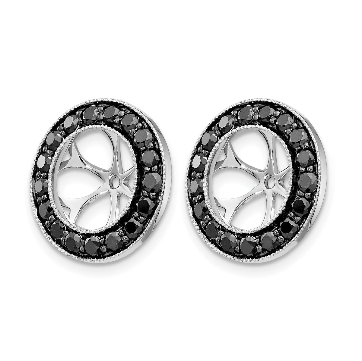 14k White Gold 1.19 carat Black Diamond Circle Earring Jackets