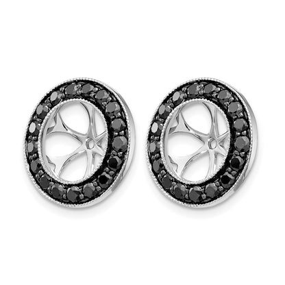 14k White Gold 1.19 carat Black Diamond Circle Earring Jackets