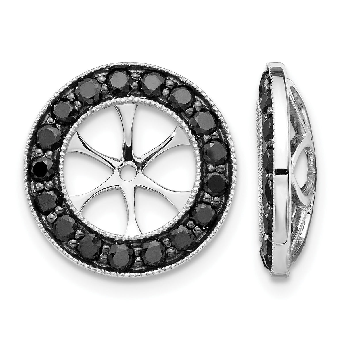 14k White Gold 1.19 carat Black Diamond Circle Earring Jackets