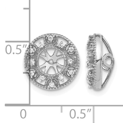 14k White Gold 1/10 carat Diamond Fancy Circle Earring Jackets