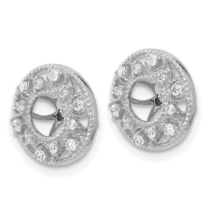 14k White Gold 1/4 carat Diamond Fancy Circle Earring Jackets