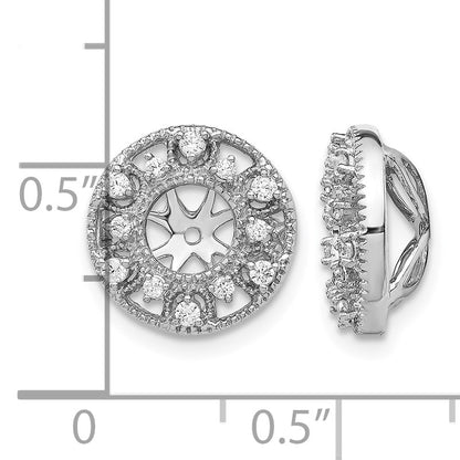 14k White Gold 1/4 carat Diamond Fancy Circle Earring Jackets
