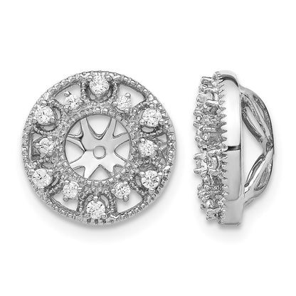 14k White Gold 1/4 carat Diamond Fancy Circle Earring Jackets