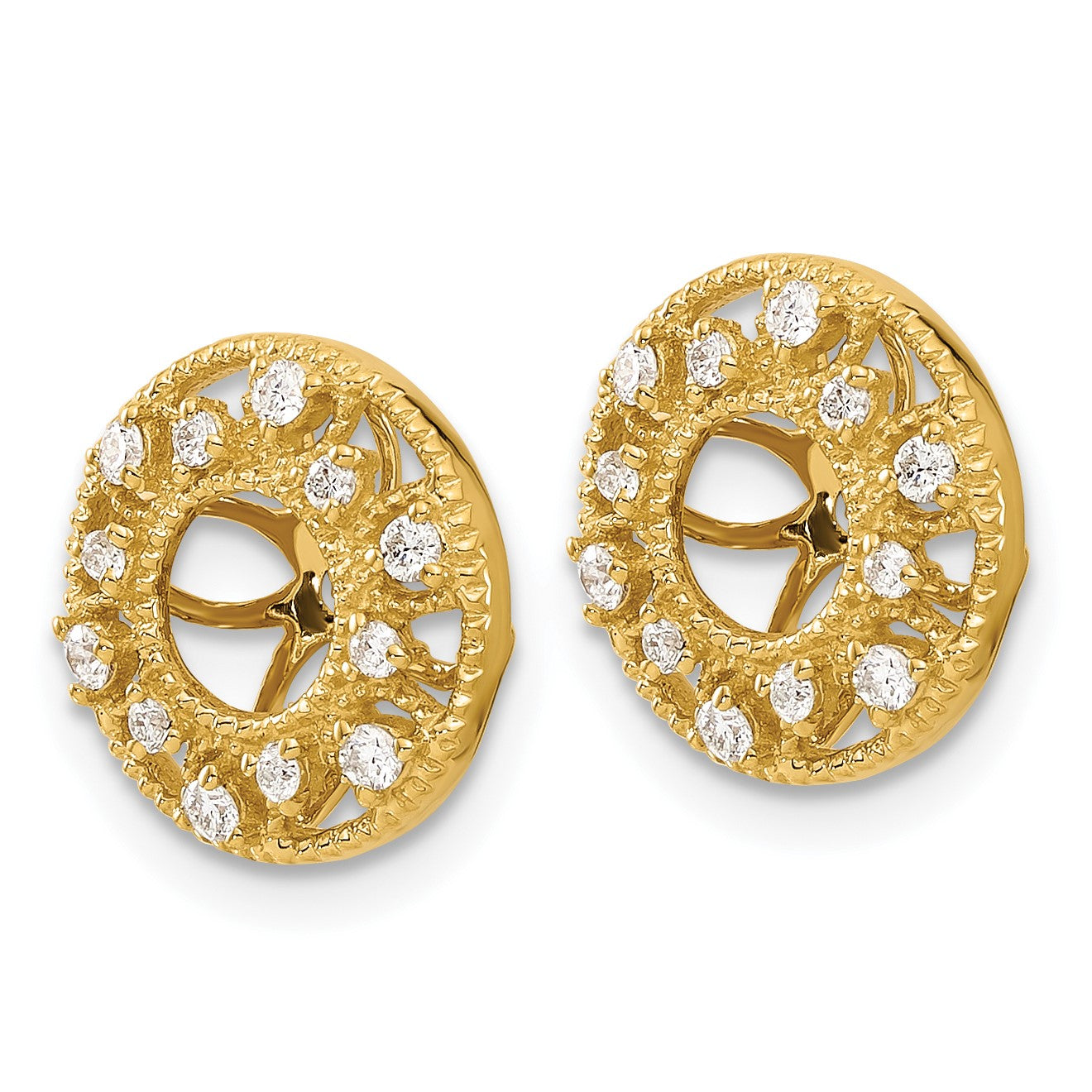 14k 1/4 carat Diamond Fancy Circle Earring Jackets