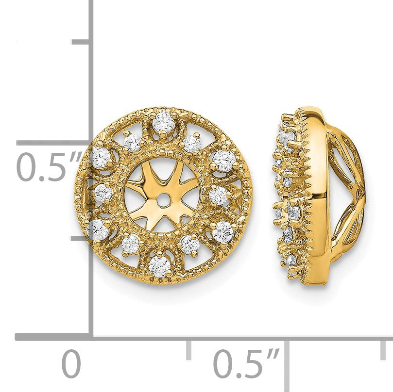 14k 1/4 carat Diamond Fancy Circle Earring Jackets