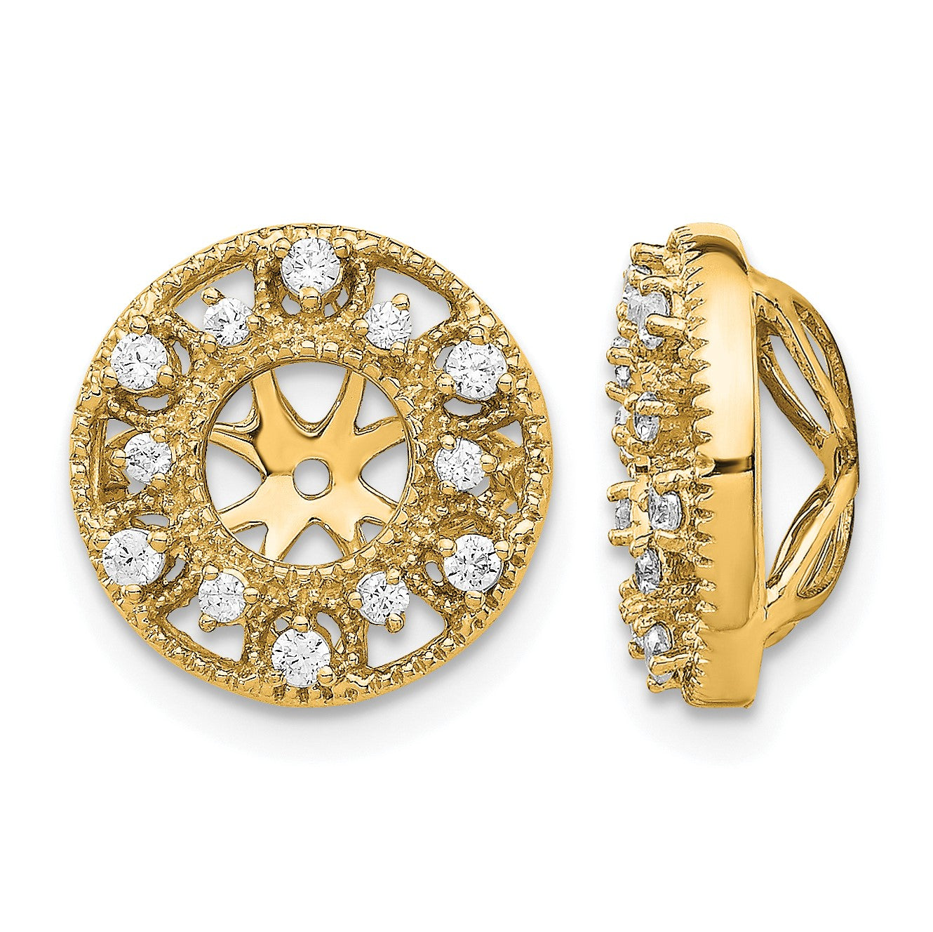 14k 1/4 carat Diamond Fancy Circle Earring Jackets
