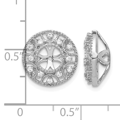 14k White Gold 1/4 carat Diamond Fancy Circle Earring Jackets