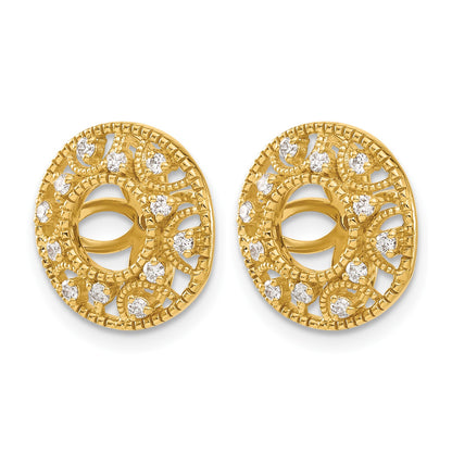 14k 1/4 carat Diamond Fancy Circle Earring Jackets