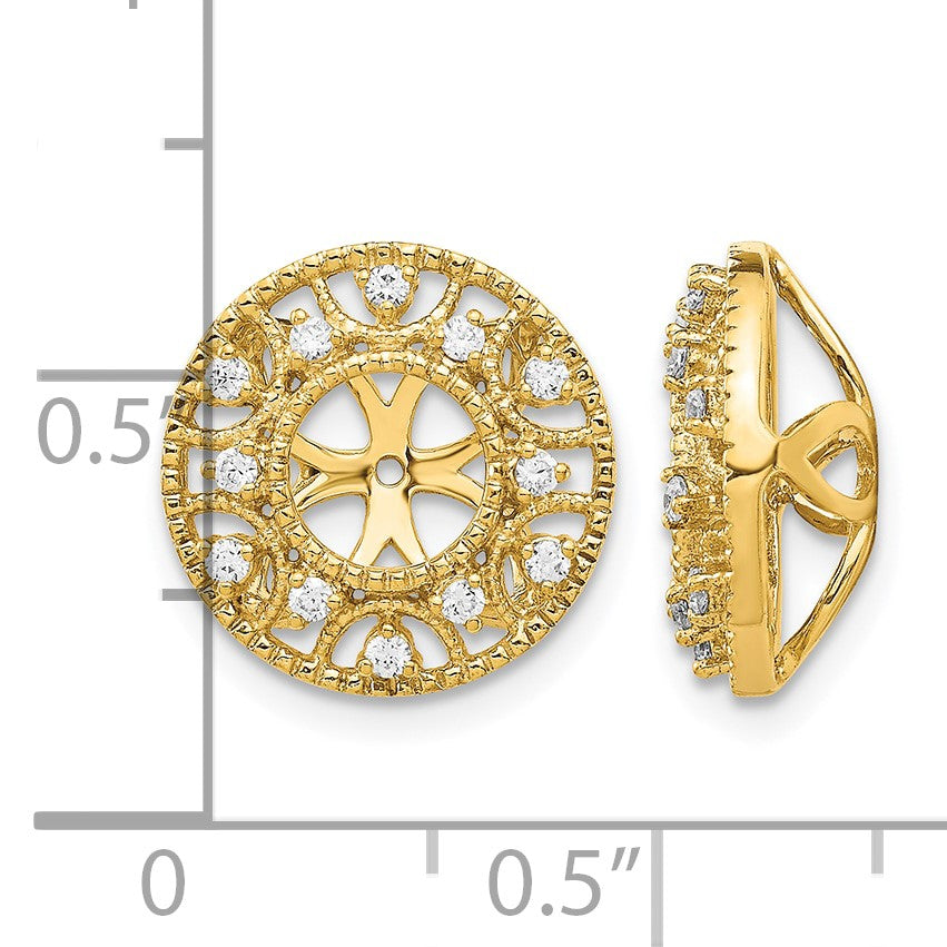 14k 1/4 carat Diamond Fancy Circle Earring Jackets