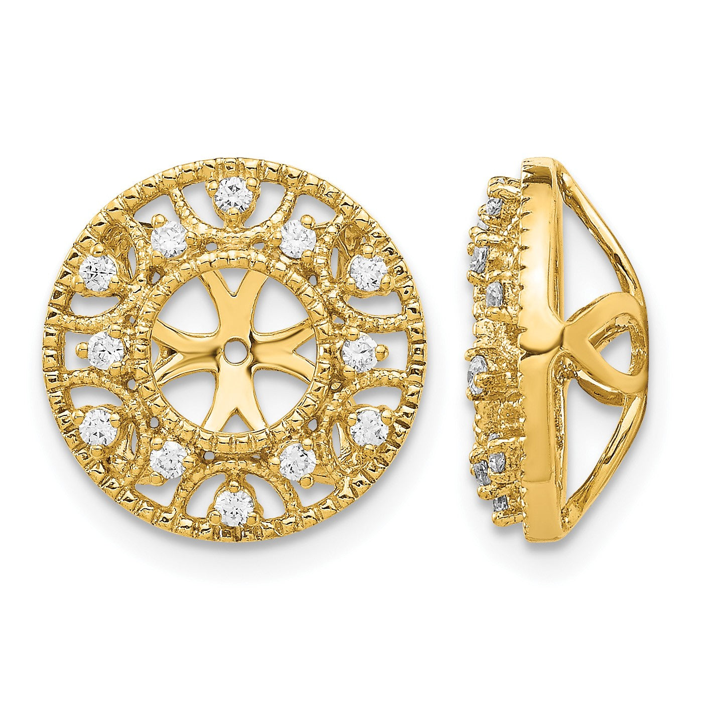 14k 1/4 carat Diamond Fancy Circle Earring Jackets