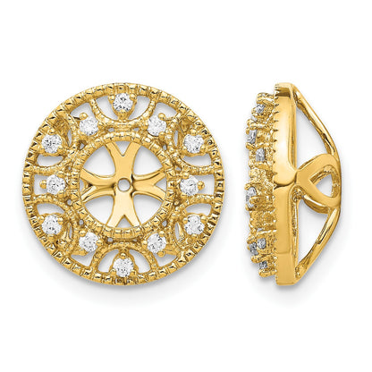 14k 1/4 carat Diamond Fancy Circle Earring Jackets