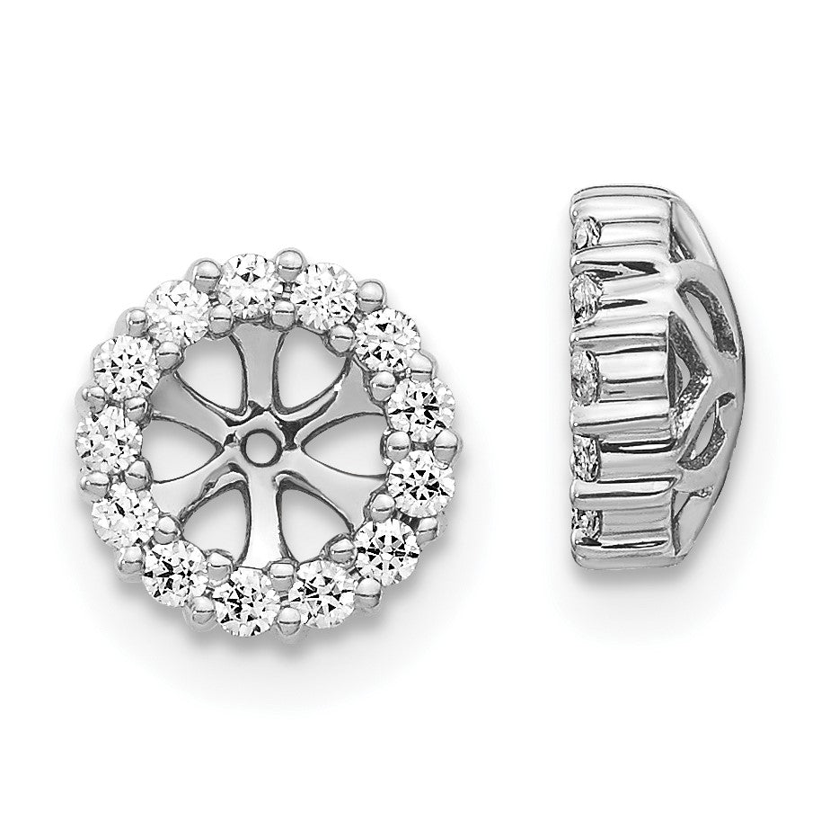 14K White Gold Diamond Circle Earring Jacket Mountings Only - NO Diamonds