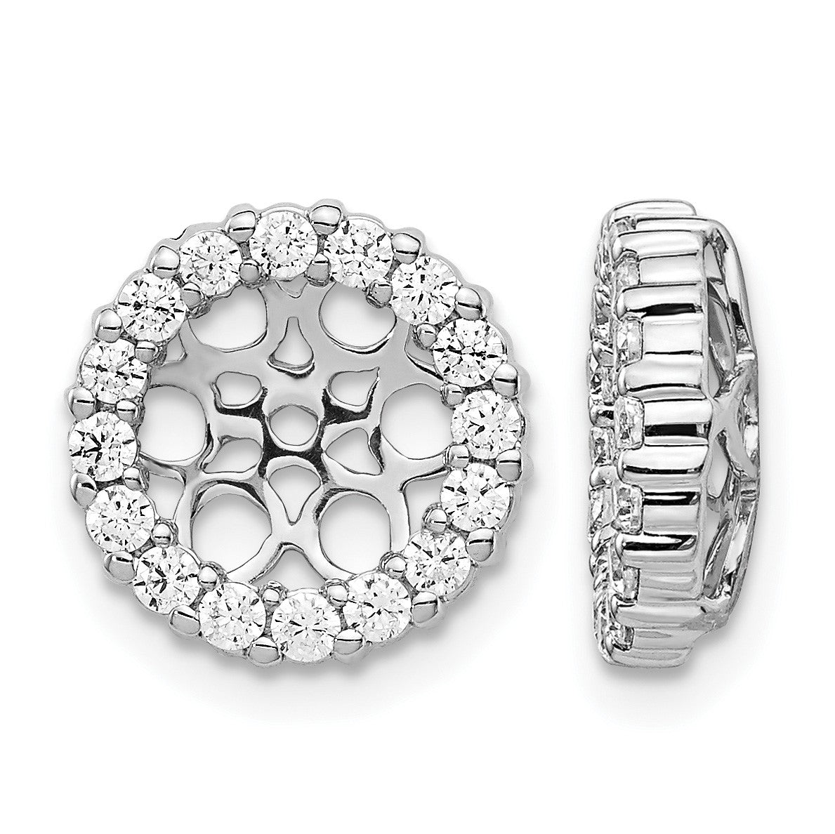 14k White Gold 3/4 carat Diamond Circle Earring Jackets