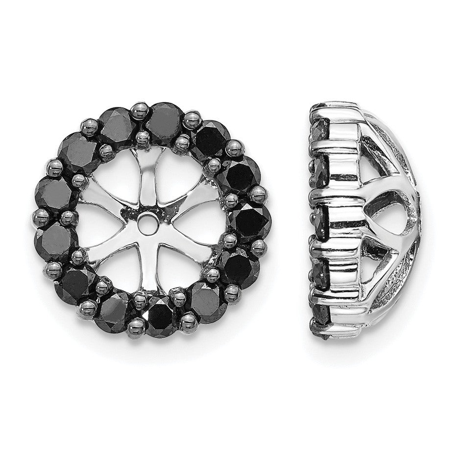14k White Gold 1/4 carat Black Diamond Circle Earring Jackets