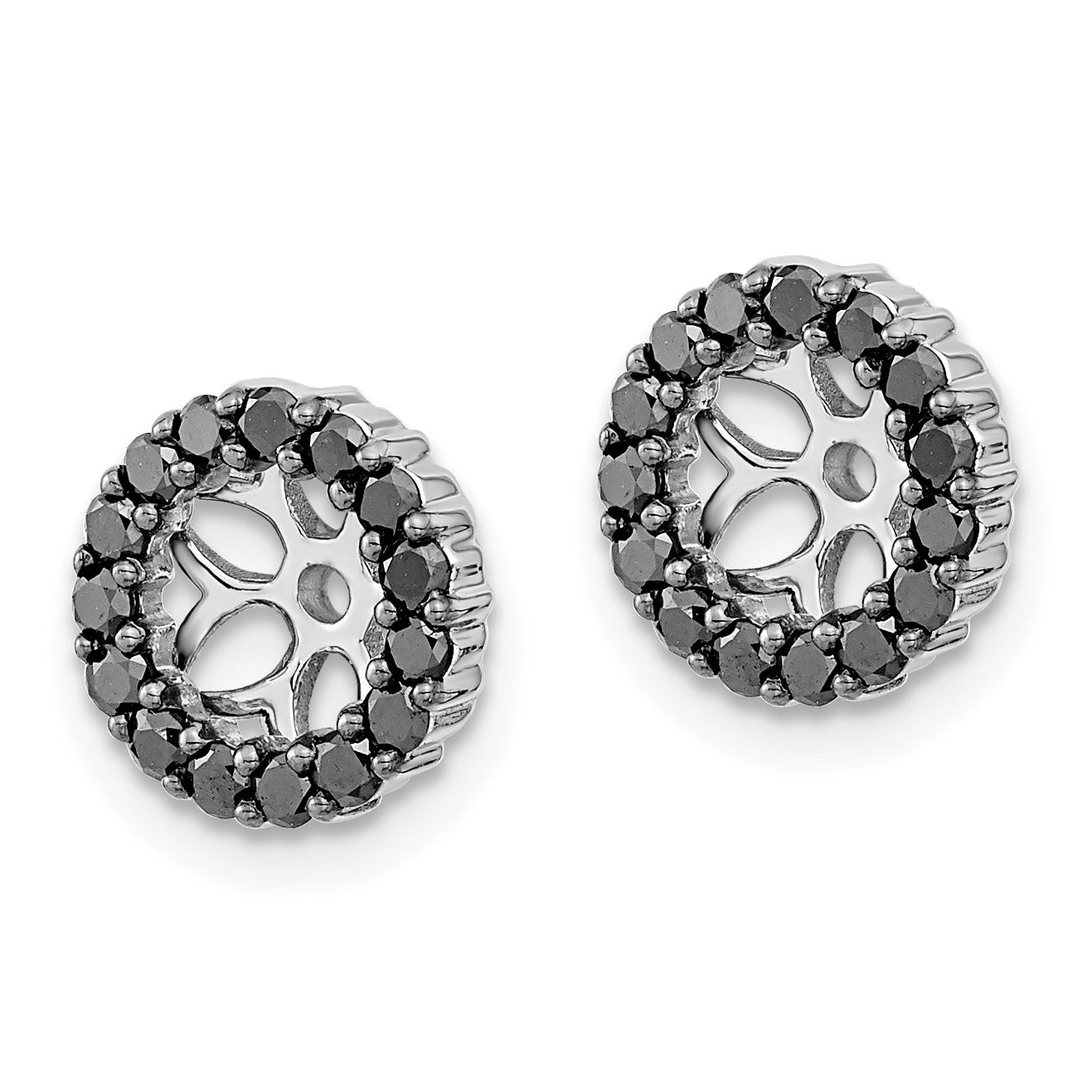 14k White Gold 1/2 carat Black Diamond Circle Earring Jackets