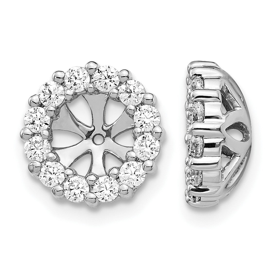 14k White Gold 3/4 carat Diamond Circle Earring Jackets