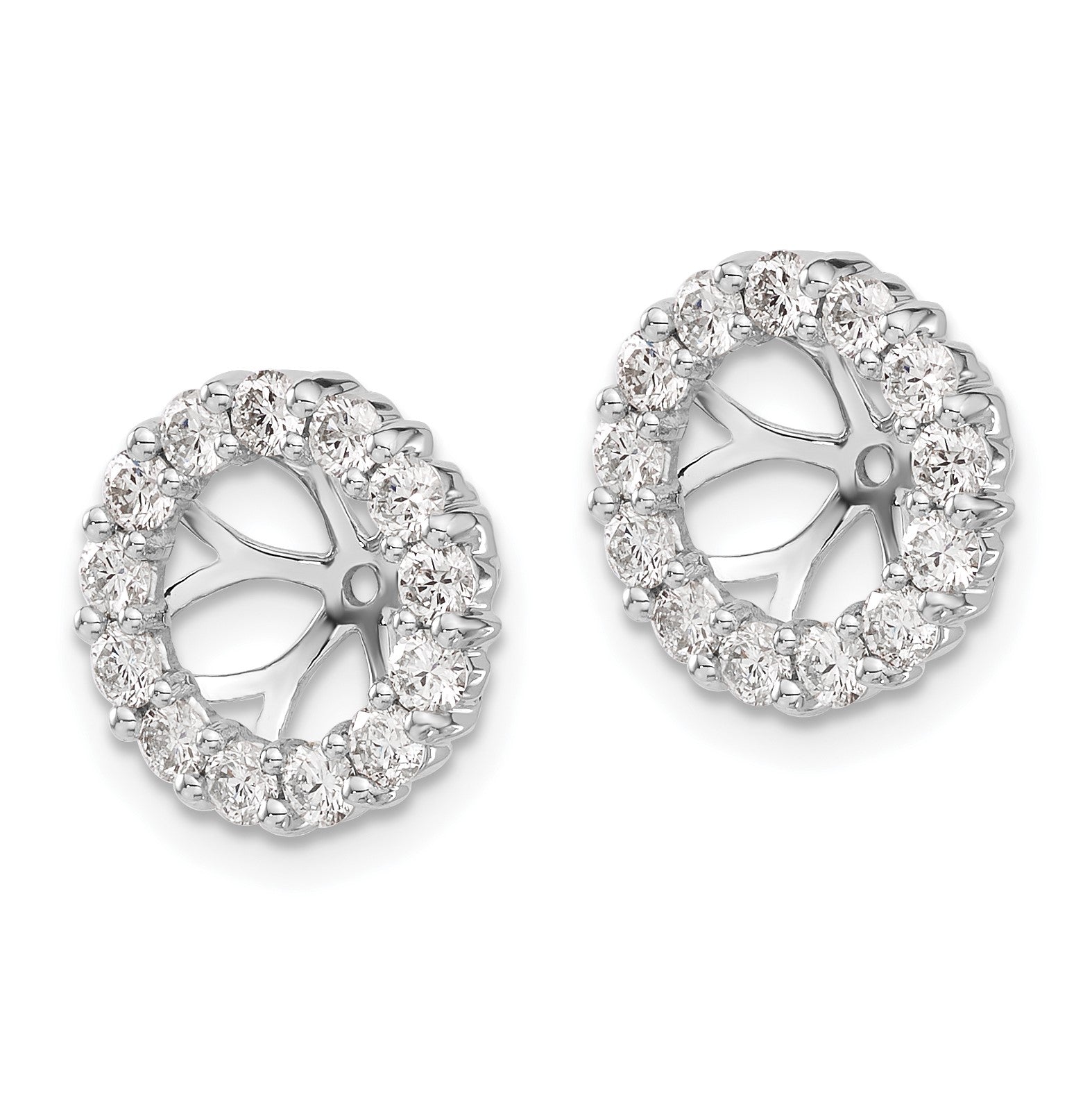 14k White Gold 1 carat Diamond Circle Earring Jackets