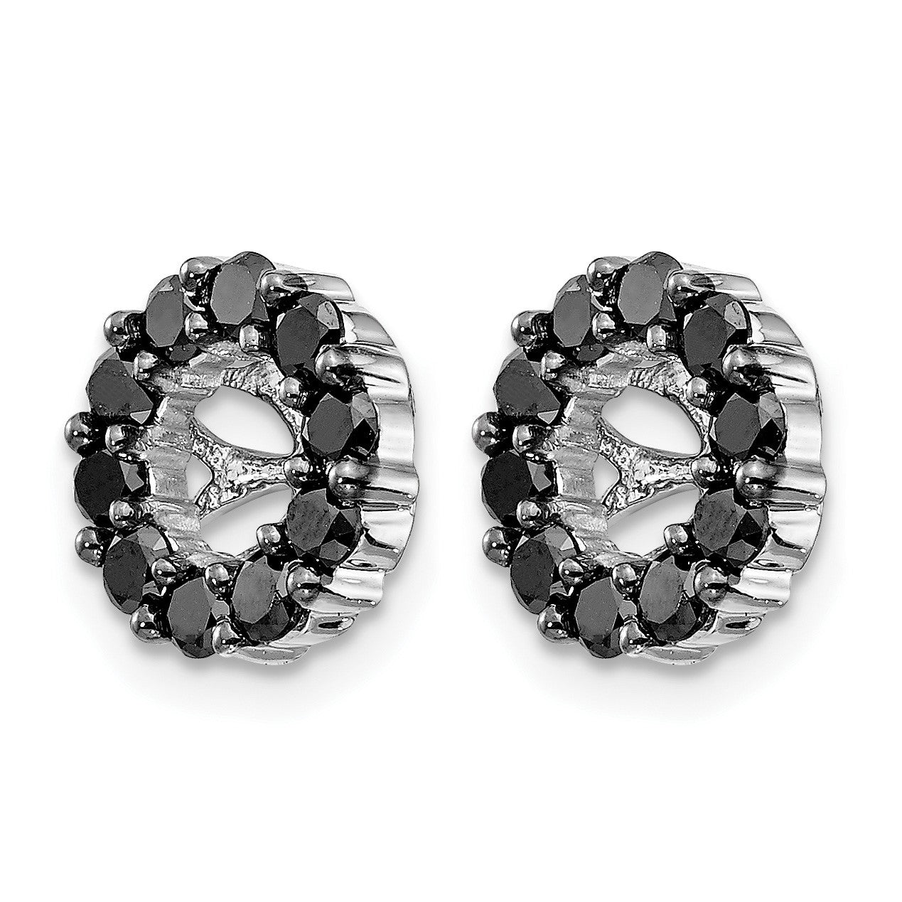 14k White Gold 5/8 carat Black Diamond Circle Earring Jackets