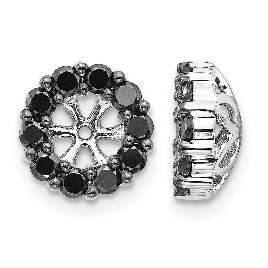14k White Gold 5/8 carat Black Diamond Circle Earring Jackets