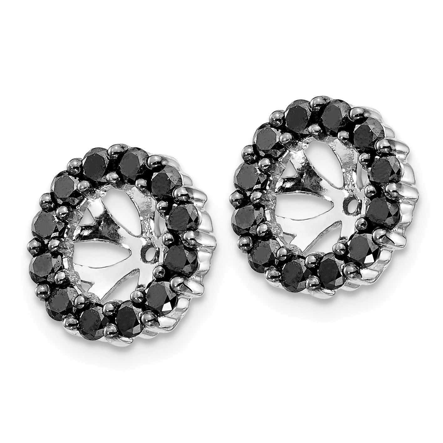 14k White Gold 3/4 carat Black Diamond Circle Earring Jackets