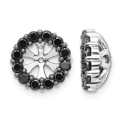 14k White Gold 3/4 carat Black Diamond Circle Earring Jackets