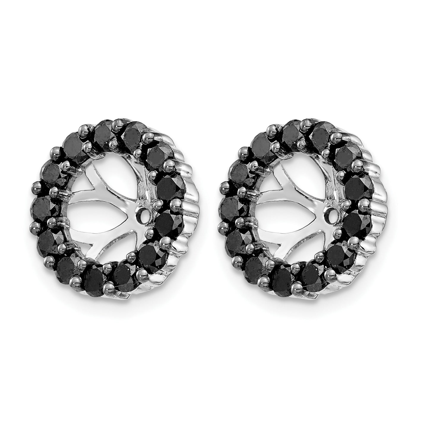 14k White Gold 1 carat Black Diamond Circle Earring Jackets