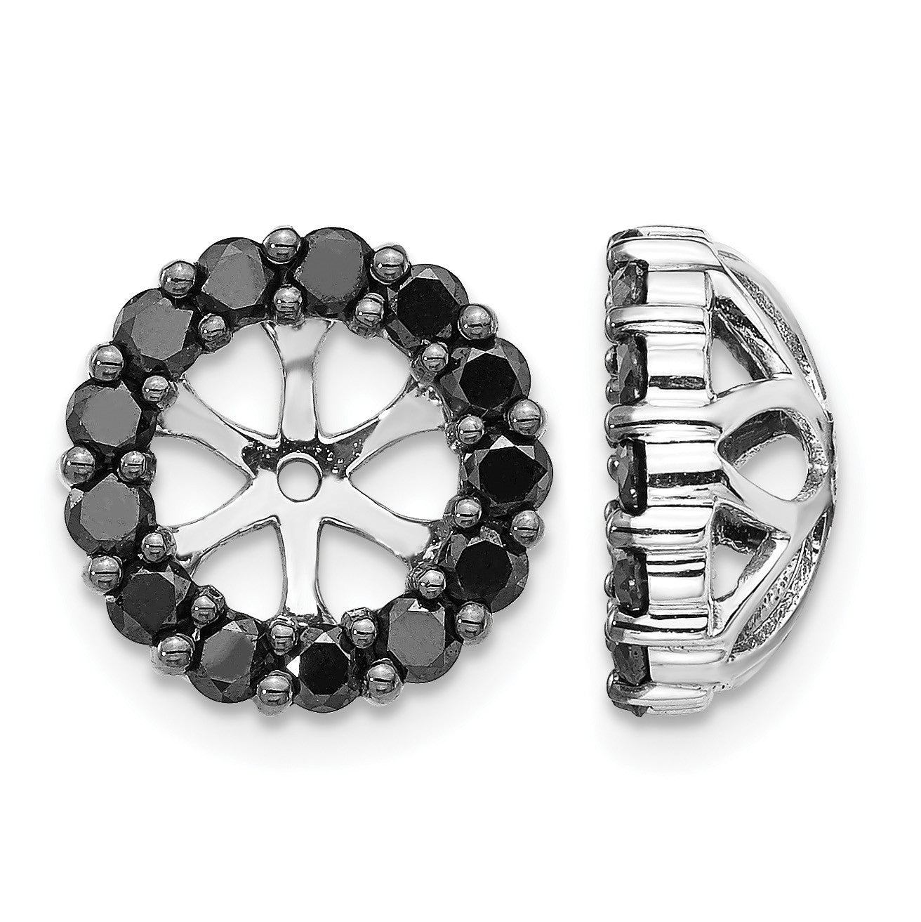 14k White Gold 1 carat Black Diamond Circle Earring Jackets