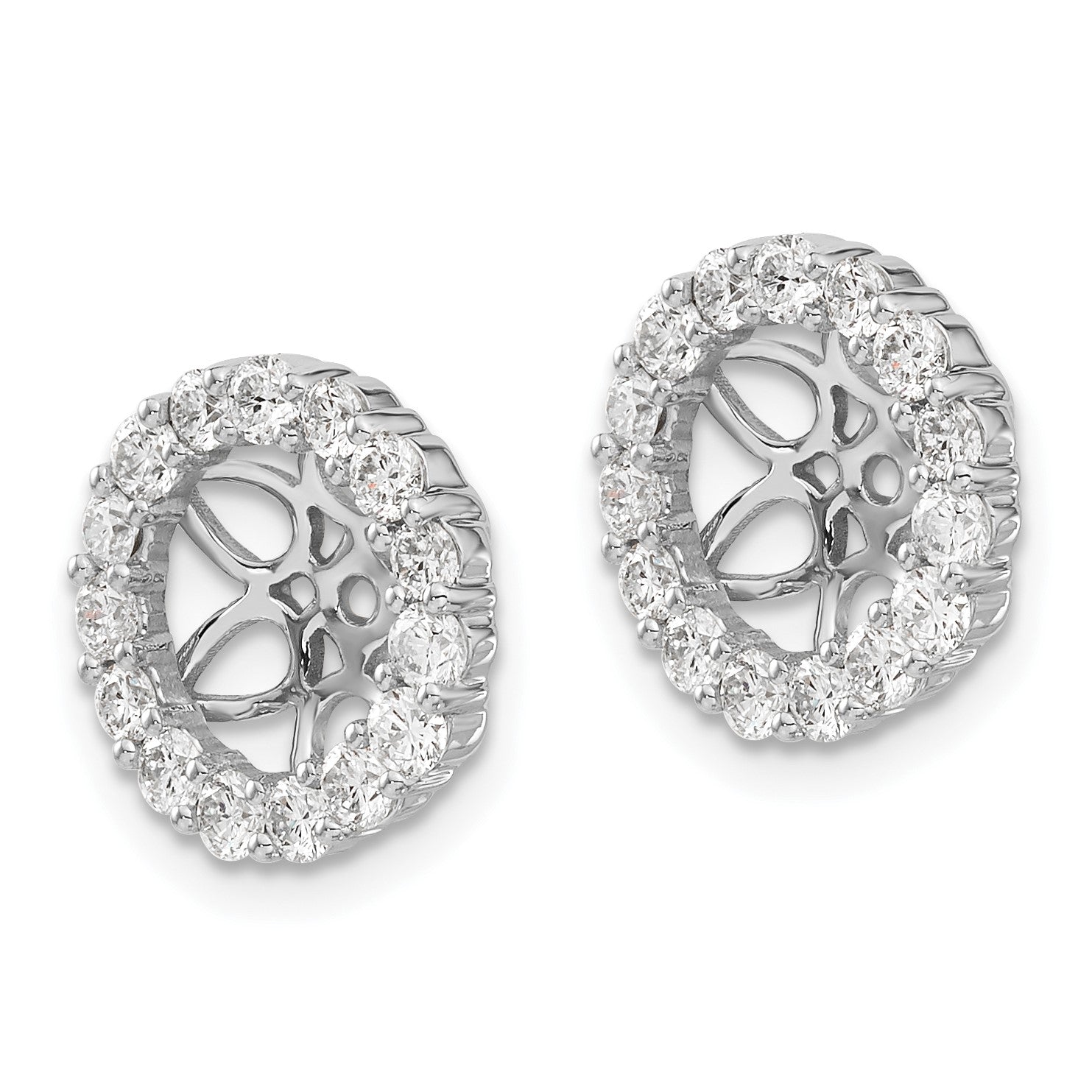 14k White Gold 1.05 carat Diamond Circle Earring Jackets