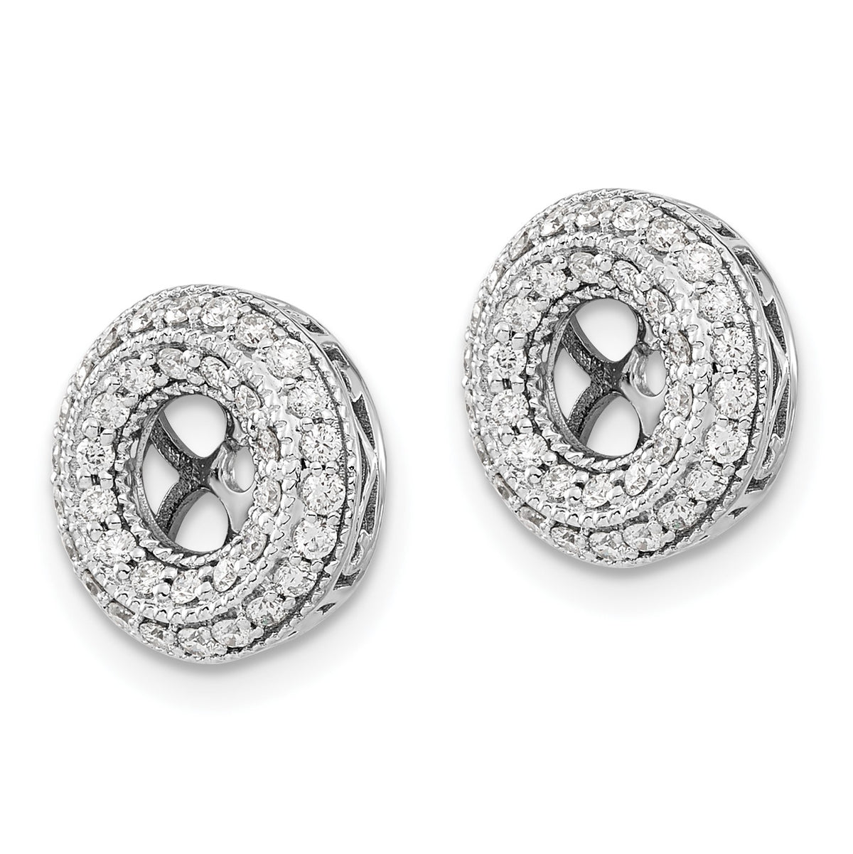14k White Gold 1/2 carat Diamond Double Circle Earring Jackets
