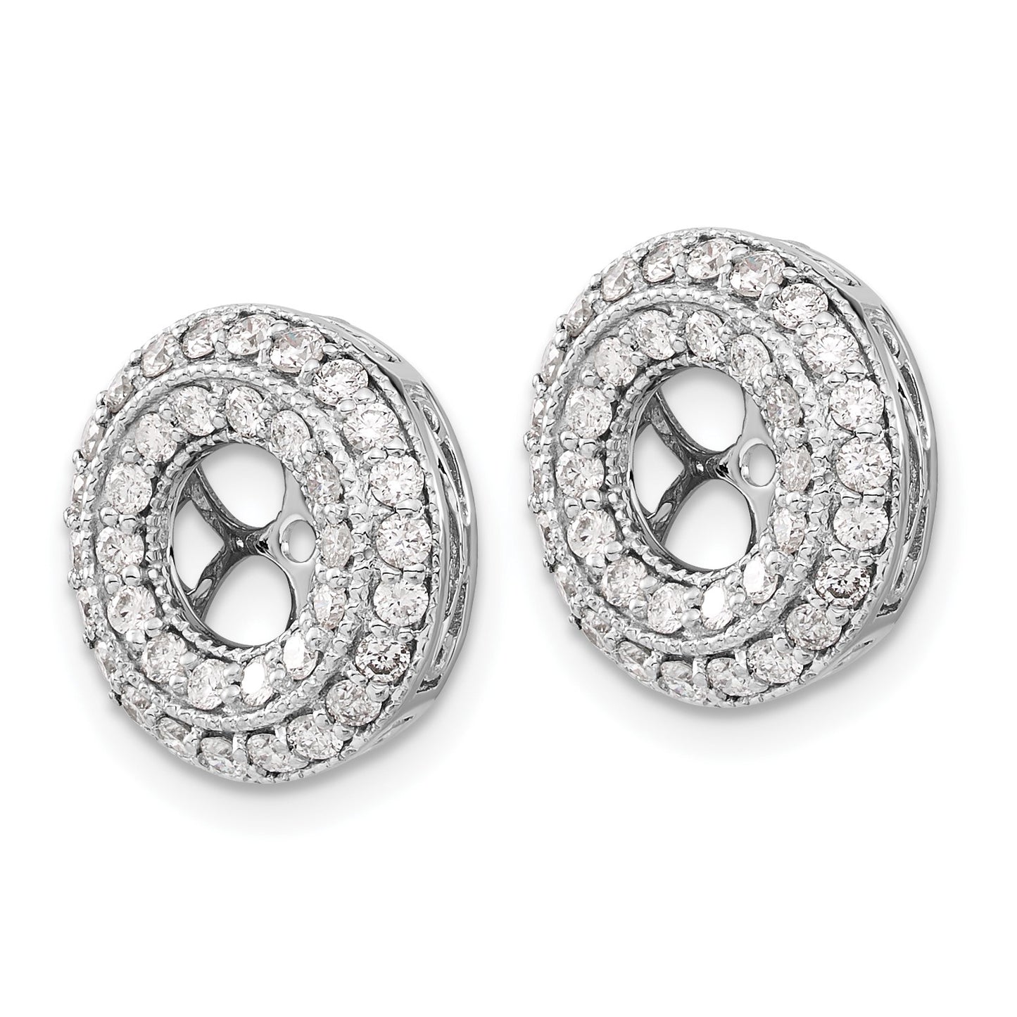 14k White Gold 1 carat Diamond Double Circle Earring Jackets