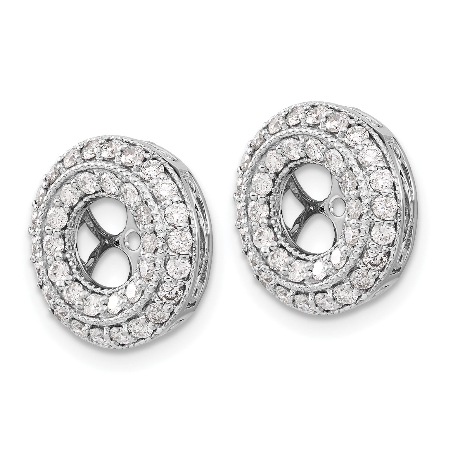 14k White Gold 1 carat Diamond Double Circle Earring Jackets