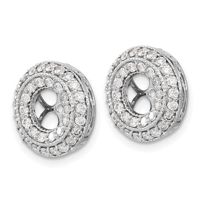 14k White Gold 1 carat Diamond Double Circle Earring Jackets