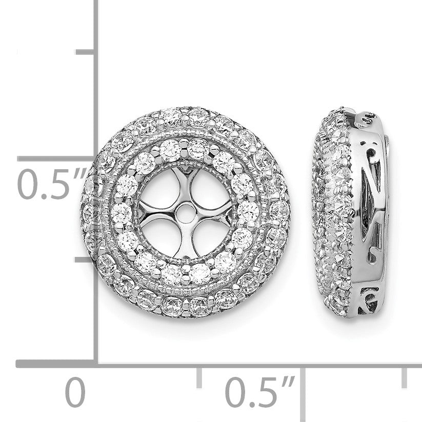 14k White Gold 1 carat Diamond Double Circle Earring Jackets