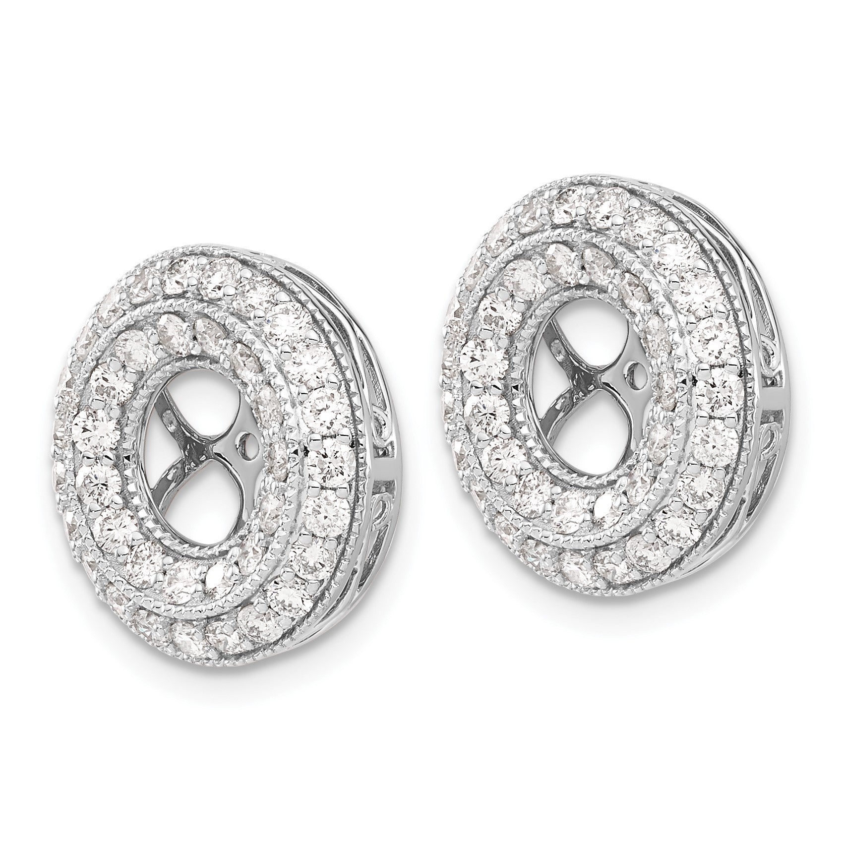 14k White Gold 1.5 carat Diamond Double Circle Earring Jackets