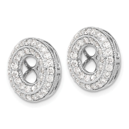 14k White Gold 1.5 carat Diamond Double Circle Earring Jackets