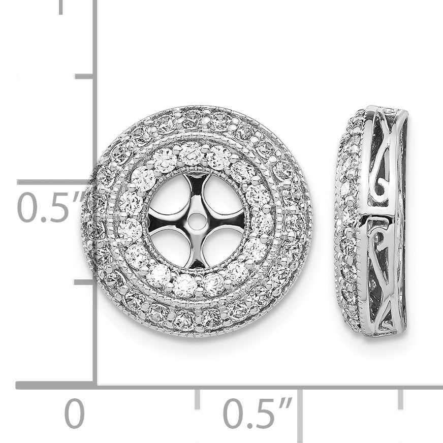 14k White Gold 1.5 carat Diamond Double Circle Earring Jackets