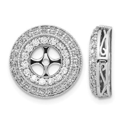 14k White Gold 1.5 carat Diamond Double Circle Earring Jackets