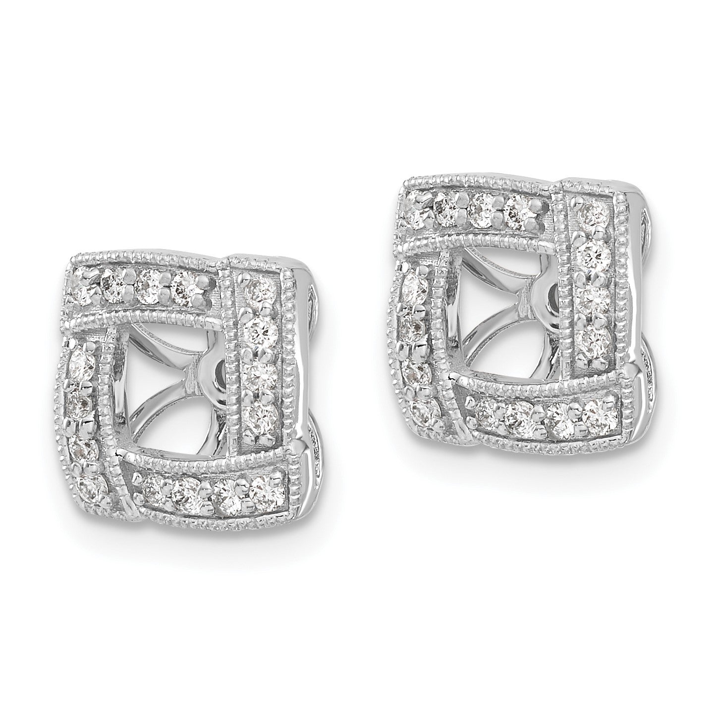 14k White Gold 1/3 carat Diamond Square Earring Jackets