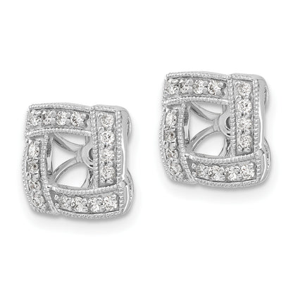 14k White Gold 1/3 carat Diamond Square Earring Jackets