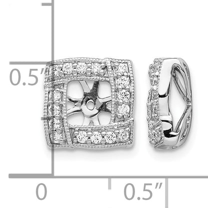 14k White Gold 1/3 carat Diamond Square Earring Jackets