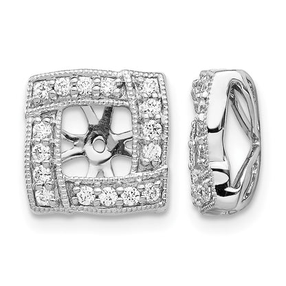 14k White Gold 1/3 carat Diamond Square Earring Jackets