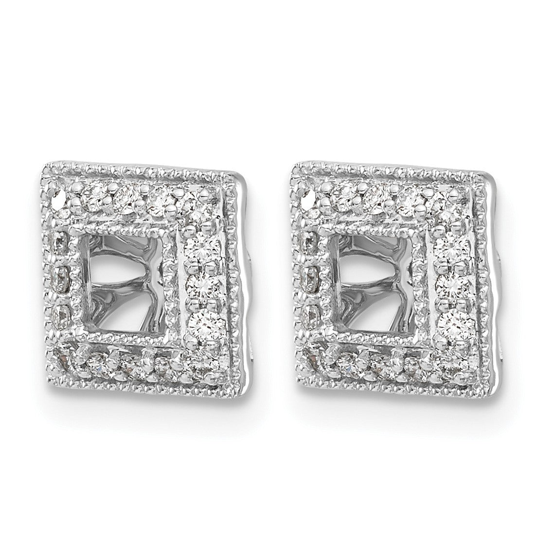 14k White Gold 1/4 carat Diamond Square Earring Jackets