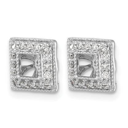 14k White Gold 1/4 carat Diamond Square Earring Jackets