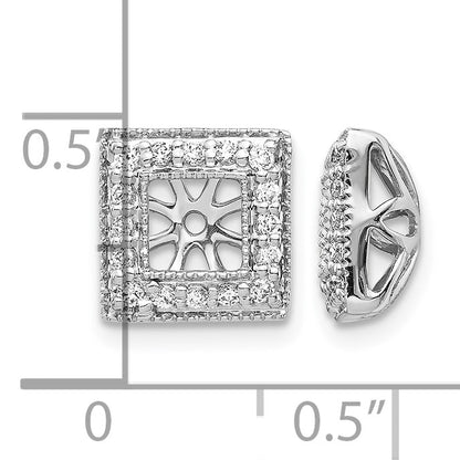 14k White Gold 1/4 carat Diamond Square Earring Jackets
